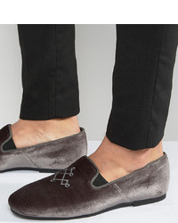 Grey Velvet Loafers