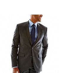 Men's Grey Vertical Striped Blazer, Charcoal | Men's Fashion