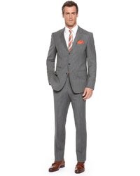 Hugo Boss Haviltongense Slim Fit Super 100 Italian Virgin Wool Pinstripe Suit Dark Grey