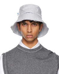 Grey Vertical Striped Bucket Hat