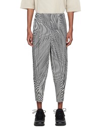 Homme Plissé Issey Miyake Black Beige Polyester Trousers