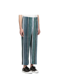 Homme Plissé Issey Miyake Grey And Blue Striped Trousers