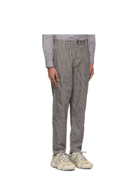 Robert Geller Grey And Off White The Striped Tapered Trousers
