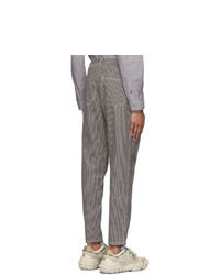 Robert Geller Grey And Off White The Striped Tapered Trousers