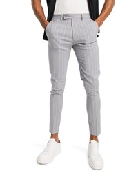 ASOS DESIGN Stripe Smart Skinny Trousers In Grey At Nordstrom