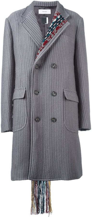 Facetasm Pinstriped Woven Detail Coat, $671 | farfetch.com | Lookastic