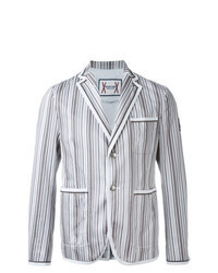 Grey Vertical Striped Cotton Blazer