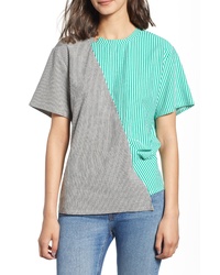 Grey Vertical Striped Crew-neck T-shirt