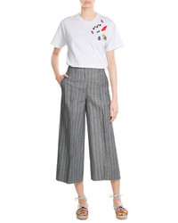 By Malene Birger Pinstriped Culottes With Linen