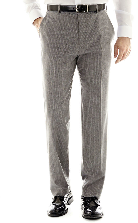grey striped pants