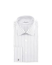 Grey Vertical Striped Dress Shirt