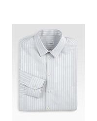 Armani Collezioni Striped Cotton Dress Shirt Grey White