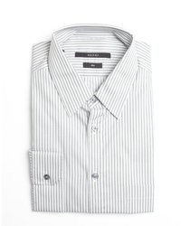 Gucci Grey And White Striped Cotton Point Collar Dress Shirt