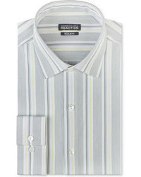 Kenneth Cole Reaction Grey And Yellow Stripe Dress Shirt