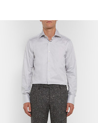 Canali Grey Slim Fit Striped Cotton Shirt