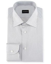 Ermenegildo Zegna Multi Stripe Cotton Dress Shirt Light Gray