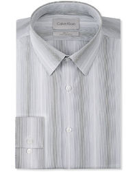 Calvin Klein Platinum Slim Fit Grey Faded Stripe Dress Shirt