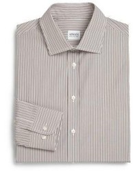 Armani Collezioni Slim Fit Deco Striped Cotton Dress Shirt