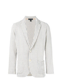 Grey Vertical Striped Linen Blazer