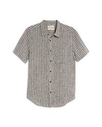 Madewell Perfect Stripe Linen Short Sleeve Button Up Shirt