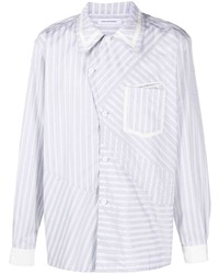 Kiko Kostadinov Asymmetric Fastening Striped Cotton Shirt