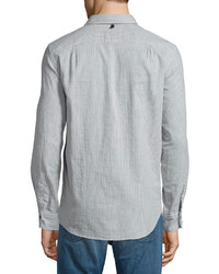 rag & bone Beach Striped Long Sleeve Sport Shirt Gray
