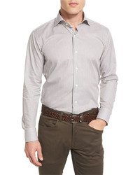 Peter Millar Casolare Striped Long Sleeve Sport Shirt Dolomite Gray