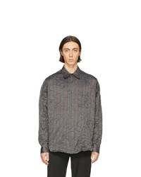 Our Legacy Grey Crushed Memory Striped Shirt