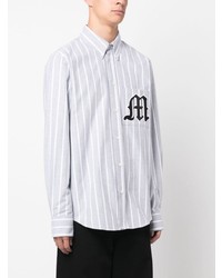 MSGM Logo Appliqu Striped Cotton Shirt