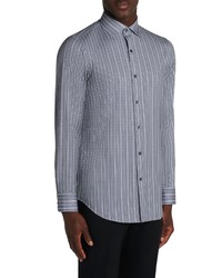 Bugatchi Ooohcotton Tech Stripe Knit Button Up Shirt