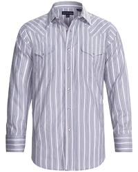 Panhandle Slim Satin Lurex Stripe Shirt Snap Front Long Sleeve
