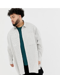ASOS WHITE Plus Oversized Shirt In Grey Stripe