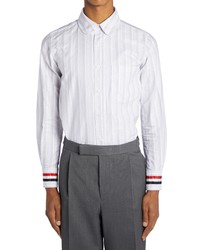 Thom Browne Thom Brown Straight Fit Oxford Button Up Shirt In Medium Grey At Nordstrom