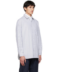 Nanamica White Black Regular Collar Wind Shirt