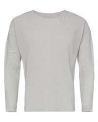 Grey Vertical Striped Long Sleeve T-Shirt