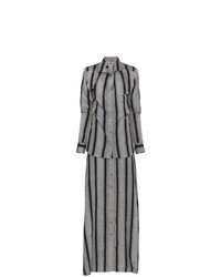 Grey Vertical Striped Maxi Dress