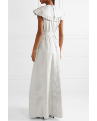 Calvin Klein 205W39nyc Cape Effect Striped Silk And Cotton Blend Maxi Dress