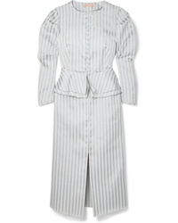 Grey Vertical Striped Midi Dress