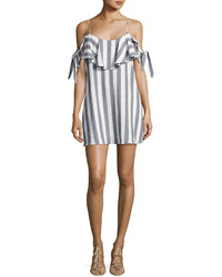 Misa Los Angeles Nicolette Cold Shoulder Striped Print Dress Bluewhite
