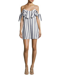 Misa Los Angeles Nicolette Cold Shoulder Striped Print Dress Bluewhite