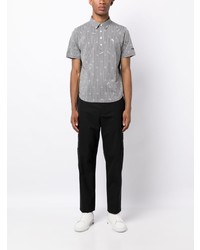 PEARLY GATES Motif Embroidered Pinstriped Polo Shirt