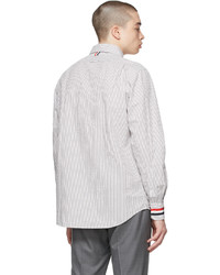 Thom Browne Grey Seersucker Stripe Shirt