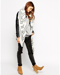 Asos Collection Oversized Square Scarf With Multi Gray Stripe
