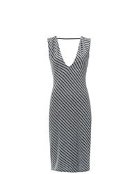 Grey Vertical Striped Sheath Dress
