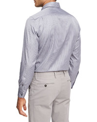 Ermenegildo Zegna Striped Melange Cotton Shirt Medium Gray