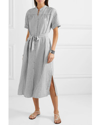 Frame Striped Linen And Cotton Blend Dress