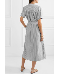 Frame Striped Linen And Cotton Blend Dress