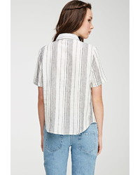 Forever 21 Mixed Stripe Linen Blend Shirt