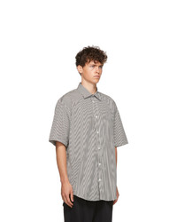 Balenciaga Black And Off White Stripe Short Sleeve Shirt