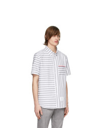 Thom Browne Grey And White University Stripe Shirt